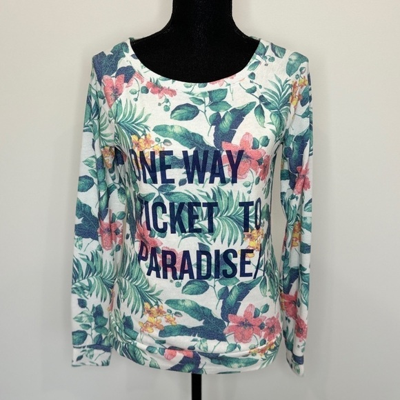 SO Floral Long Sleeve 'One way ticket to paradise' Sweater (Small) - Picture 1 of 6